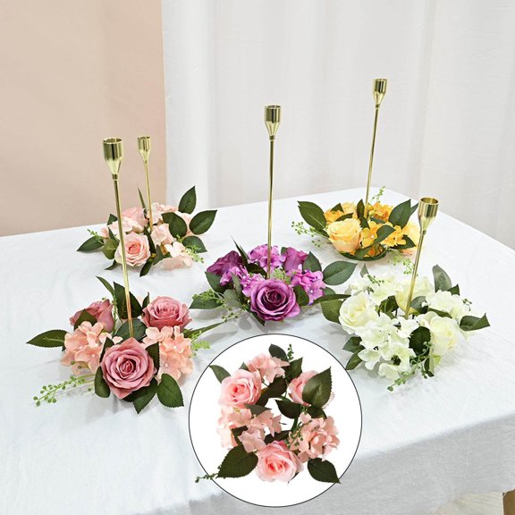 thinsony Pillar Candle Rings Wreath Festival Wedding Halloween Party Wedding Small Boho Wreath Door Decor Light Pink