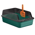 thumbnail image 5 of Cat Litter Tray Open Top High Sides Semi Enclosed Space Saving Sturdy Dark Green, 5 of 8