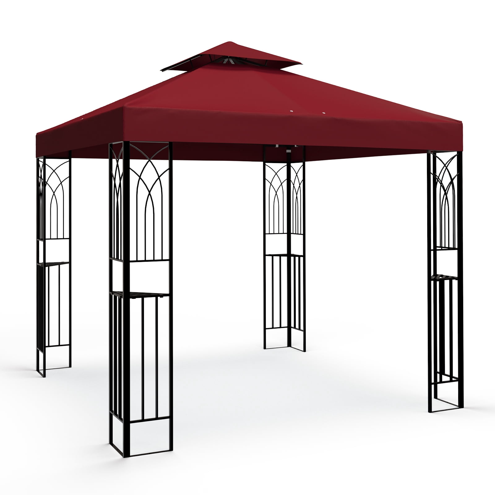 EAGLE PEAK 8 ft. x 8 ft. Outdoor Patio Gazebo with Double Roof,Red