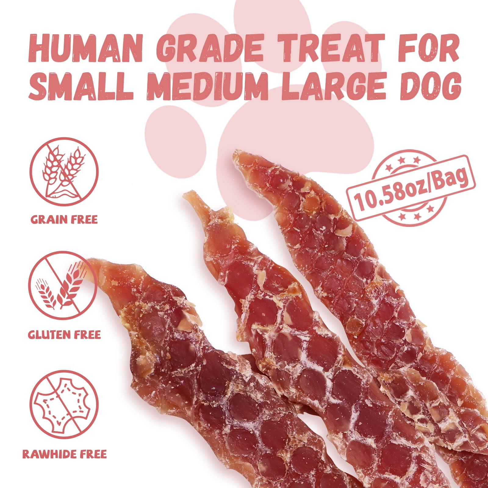(2 pack) Pawmate Duck Jerky Dog Treats, High Protein Pure Duck Meat for Small Medium Large Dog, 11 oz