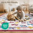 thumbnail image 4 of ODIKA 3'x5' Washable Throw Rug Classroom Scattered Writing Ribbon Teaching Pencil Schoolgirl for Entryway, Kitchen, Mudroom, Stain Resistant, Low Profile, Non-Slip, 4 of 7