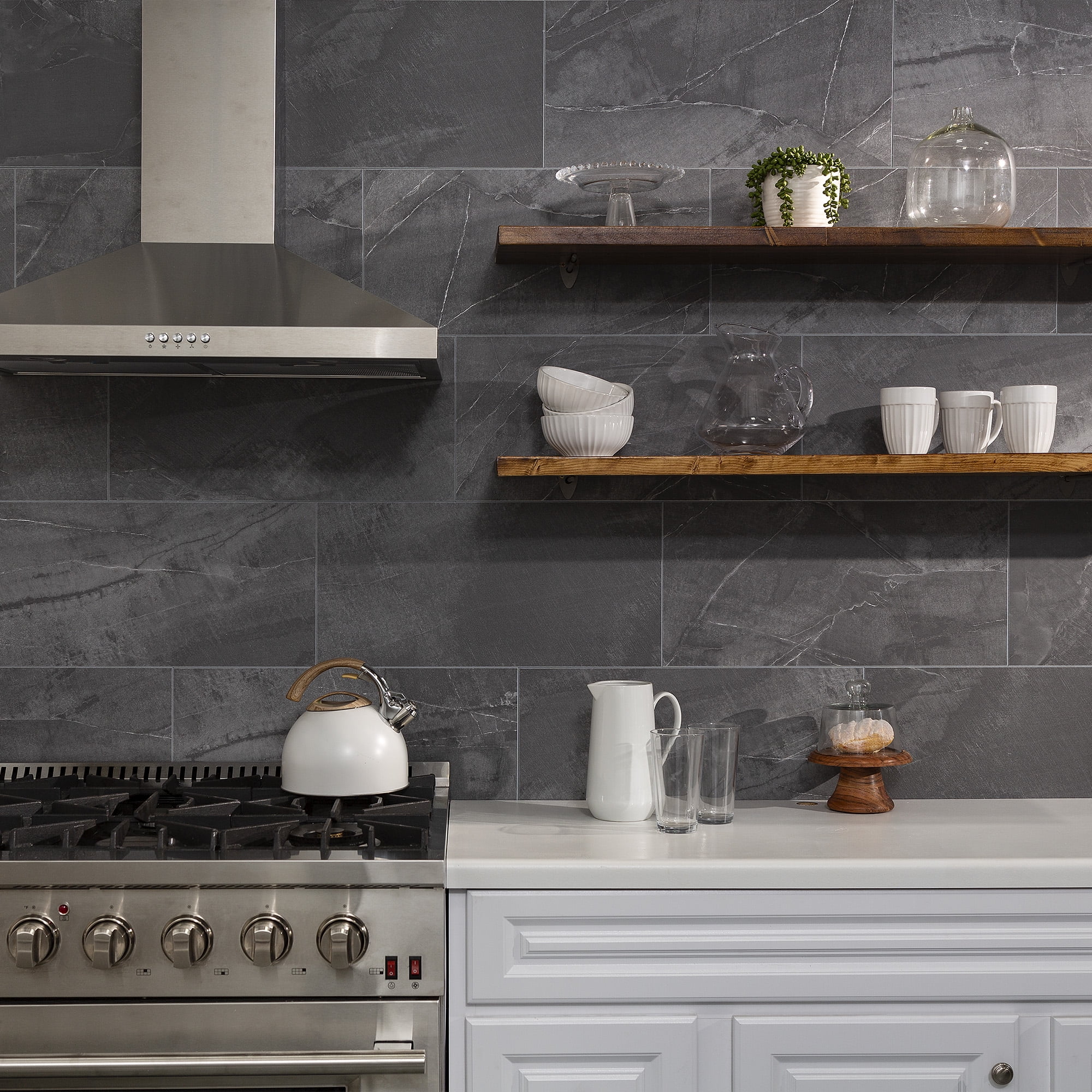 Palisade 23.2 in. x 11.1 in. Interlocking Vinyl Wall/Backsplash Panels in Cracked Slate (10 Pack)