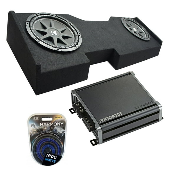 2014 - 2018 GMC Sierra Crew Cab Kicker Comp C10 Dual 10" Sub Box CXA800.1 Amp