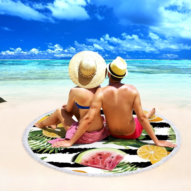 XWSHYW Playa Toalla de Playa de Microfibra Impresa Toalla de Baño Redonda Colorida Súper Liviana Manta de Playa a Prueba de Arena Estera de Playa Toalla Multiusos para Viajes Piscina