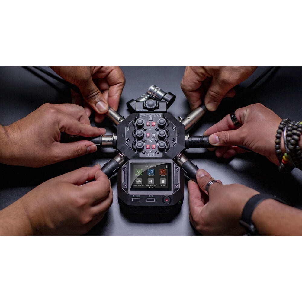 Zoom H8 8-Input / 12-Track Portable Handy Recorder + Zoom ZDM-1 Podcast Mic Pack