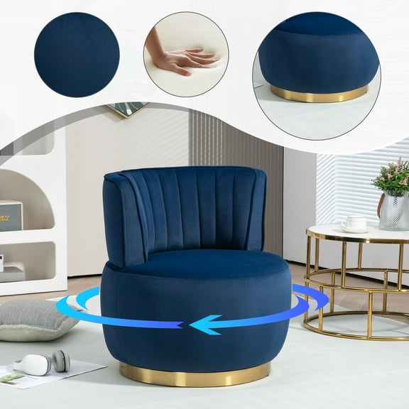 Living Room Chairs COOLMORE 360 Degree Swivel Cuddle Barrel Accent Sofa Chairs, Round Armchairs with Wide Upholstered, Fluffy Velvet Fabric Chair for Living Room, Bedroom, Office, Waiting Rooms,Accen