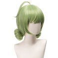 thumbnail image 2 of Peluca para cosplay, corta, rizada, verde claro, con dos moños y flequillo, 2 of 3