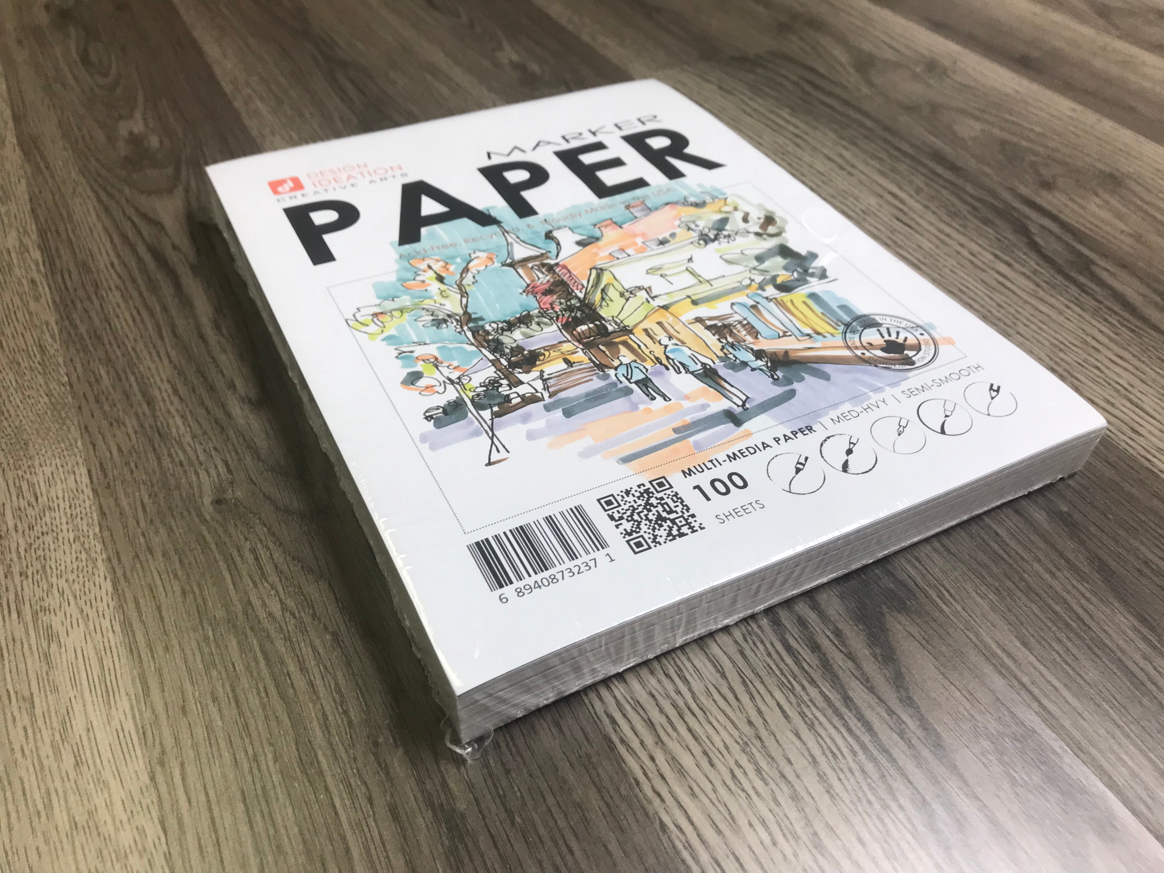 MARKER Paper : Multi-media sketch paper. Loose Sheet Pack. (8.5" x 11") (100 Sheets)