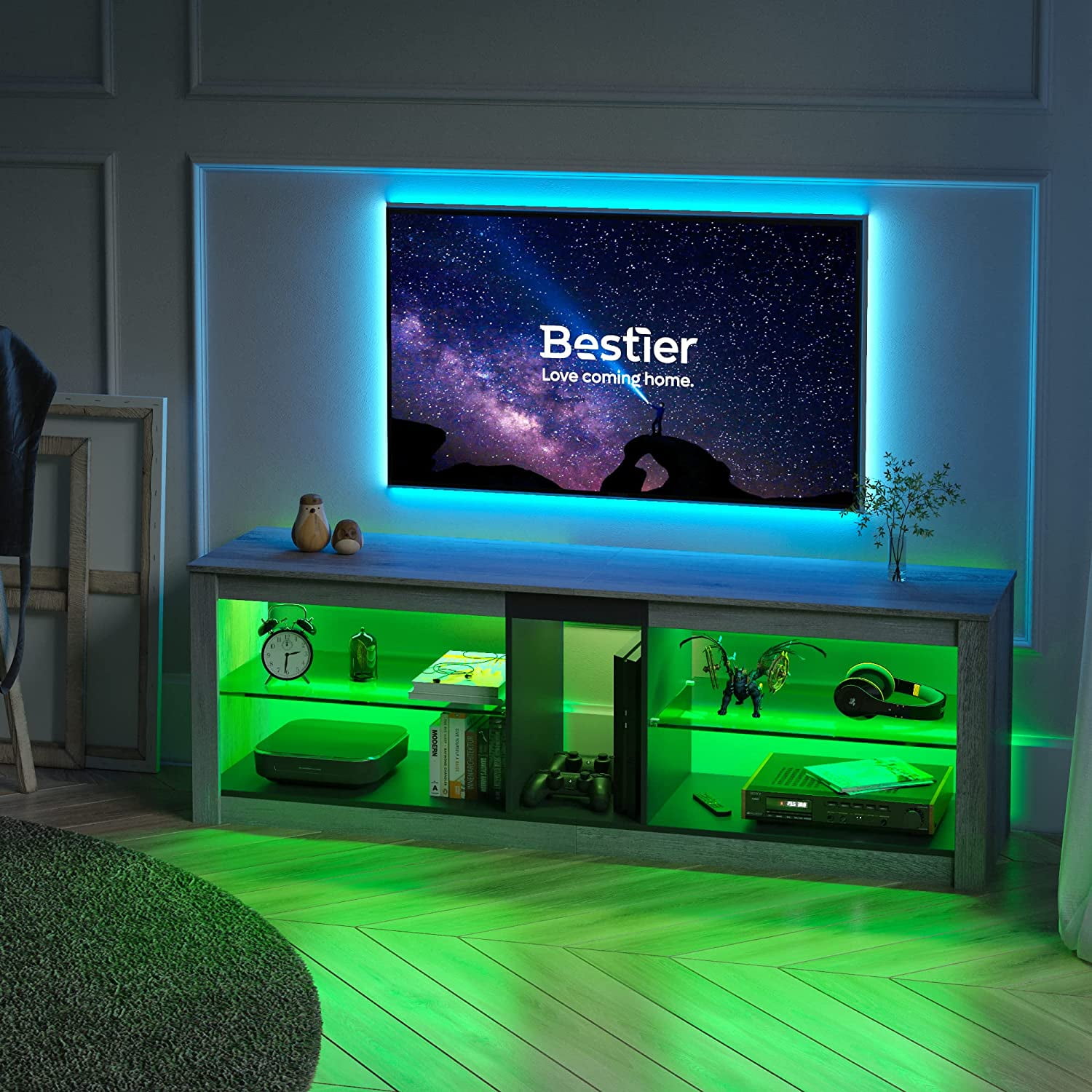Bestier RGB TV Stand for 65 inch Gaming Entertainment Center LED TV