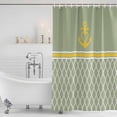 thumbnail image 3 of Sage Green Morocco Shower Curtain, Waterproof Shower Curtains for Bathroom, Ocean Yellow Nautical Anchor Stripe Washable Fabric Bathtub Curtain Set Bath Decor with 12 Hooks Extra Long 72"x96", 3 of 8