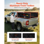 KFFKFF Contractor Truck Tool Box, 72 x 21 x 13 in, Black Aluminum TopSider Toolbox with Two Lower Drawers, Flip-Up Door, Weather-Resistant Storage Box with Latch, for Truck Bed Pickup