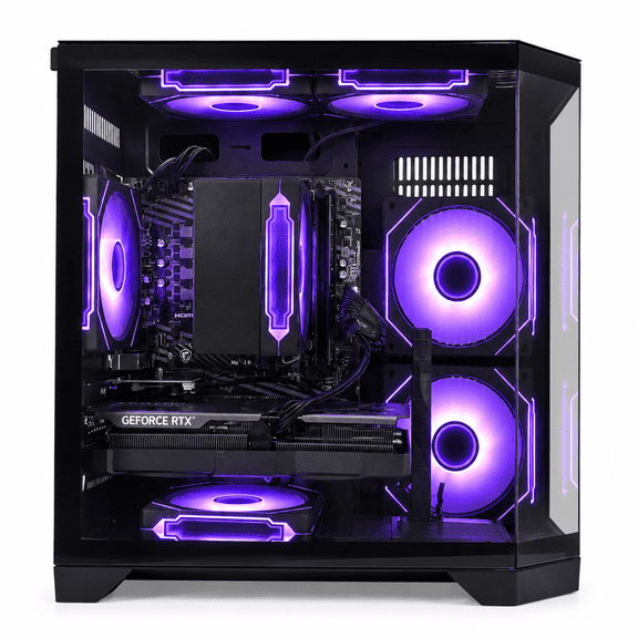 Suevery Gaming PC Desktop, AMD Ryzen 7 5700X, NVIDIA RTX 5060 8GB, 16GB DDR4 RAM, 1TB NVMe SSD, Wi-Fi 6, RGB Lighting, 650W, Black