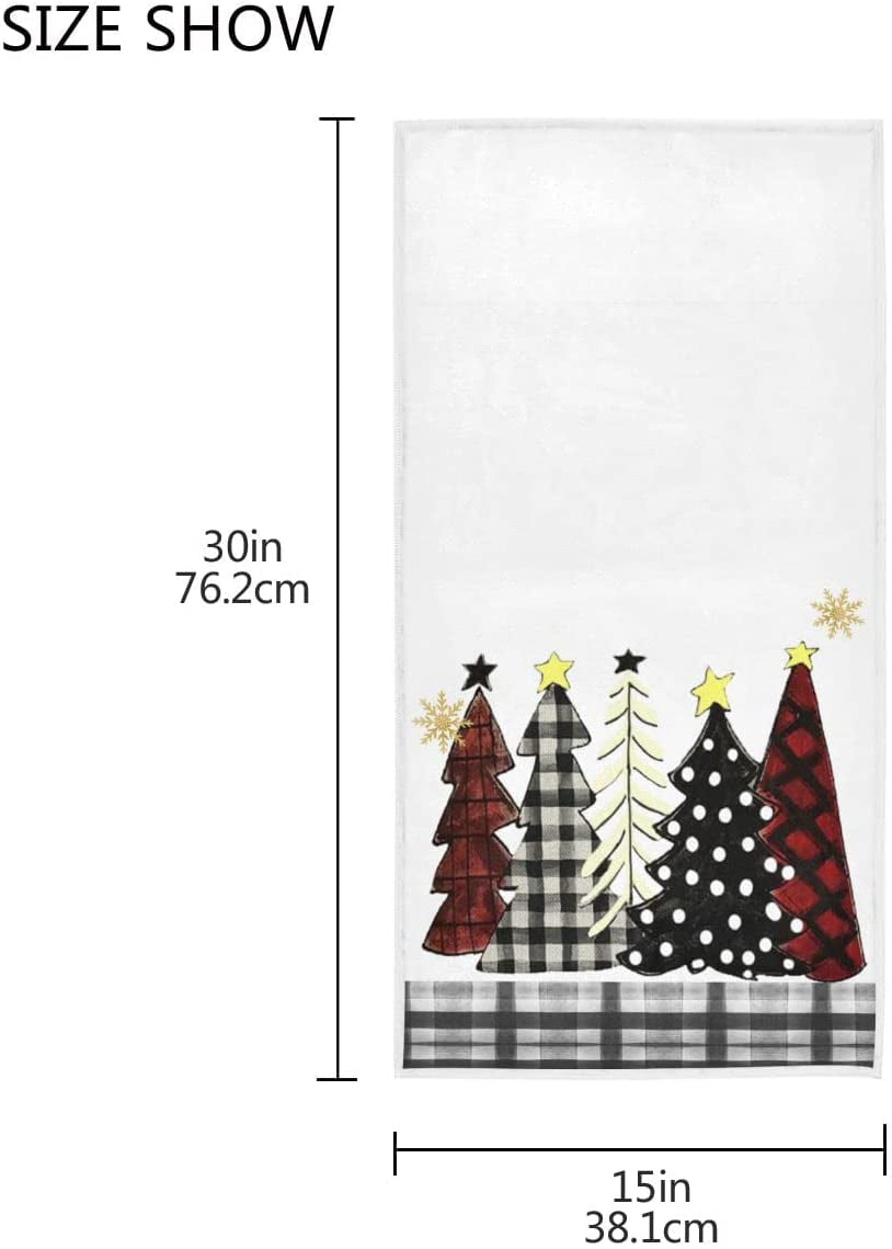 VDLBT Christmas Kitchen Towels Red Buffalo Plaid Christmas Tree Dishcloth  Fingertip Hand Towel Snowy Forest Soft Tea Towel 18x28in