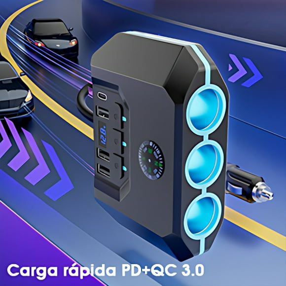 Baohd 1/2/3/5 LED Voltage Display Car Splitter 3-socket Cigarette Lighter Adapter Three Hole Alone Switch 1PCS