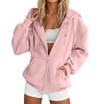 thumbnail image 5 of Zip Up Hoodies Womens Oversized Soft Comfy Layering Athletic Sweatshirts with Pockets Casual Track Jacket Drawstring Long Sleeve Sweatshirt, 5 of 7