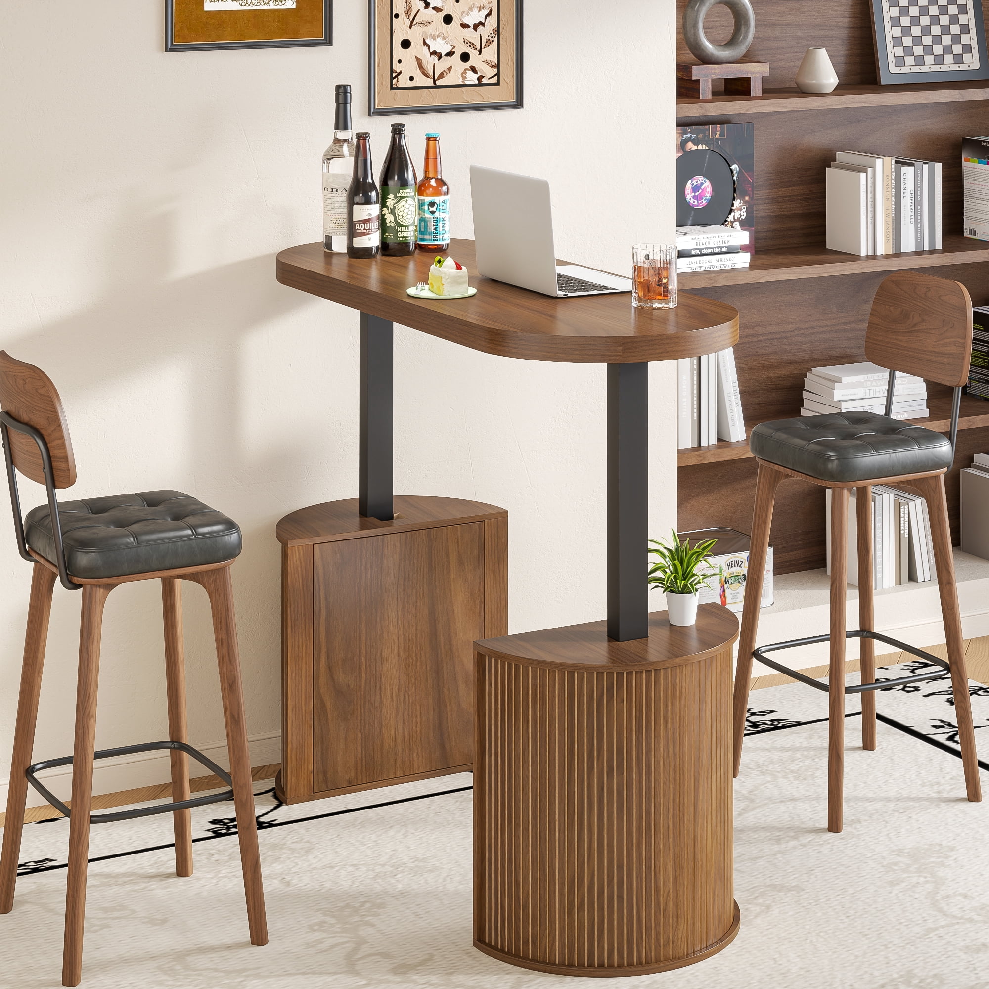Modern Electric Standing Desk, Height Adjustable Computer Desk for Home Office, Laptop, Walnut