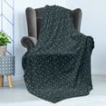 thumbnail image 4 of Leaves Soft Flannel Fleece Throw Blanket, Autumn Season Theme with Falling Leaves Dried Herb with Circles on Dark Blue, Cozy Plush for Indoor and Outdoor Use, 70" x 90", Multicolor, by Ambesonne, 4 of 5
