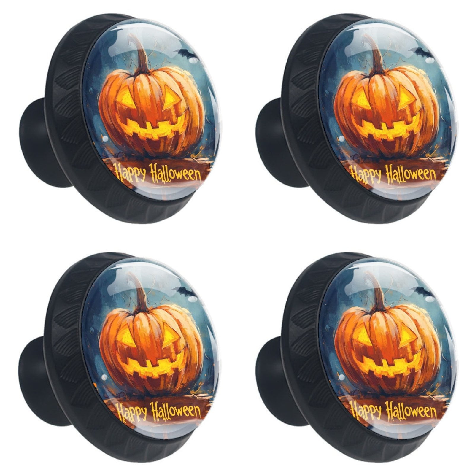 4 Pcs Happy Halloween Knobs for Kitchen Cabinet Cupboard Dresser Bookcase Drawer Pulls Handles Round Home Decor