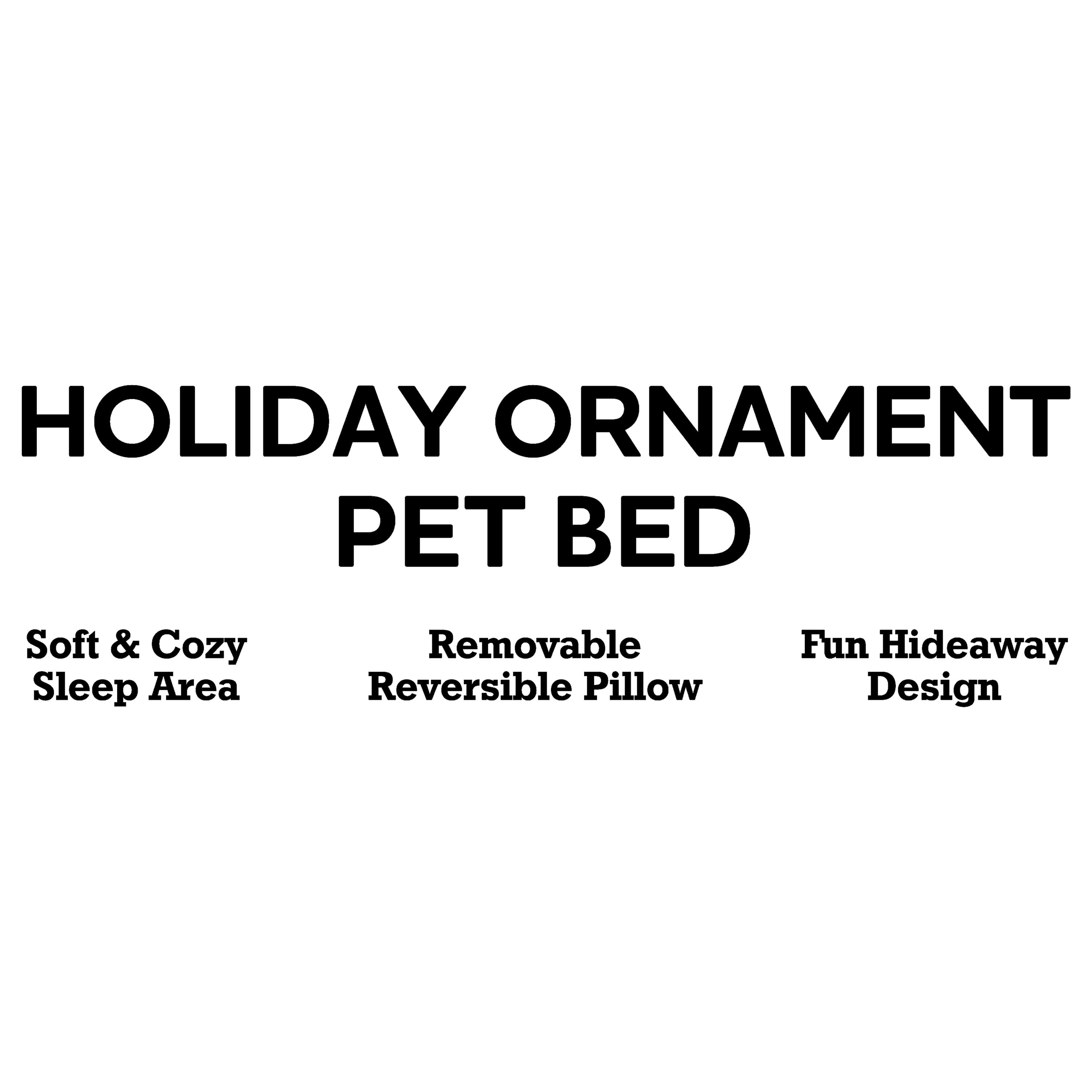 Vibrant Life Christmas Ornament Small Holiday Pet Bed, Green and White, 19" x 18"