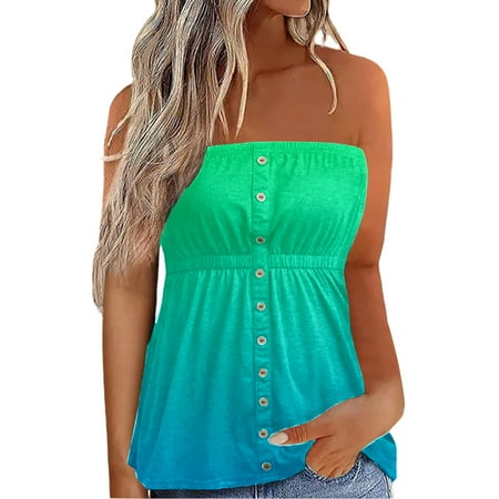 

HSMQHJWE Women S Tank Crop Top Toddler Girl Women Summer Casual Wrap Top Printed Button Decoration Gradient Printed Wrap Top Cotton Dress Shelf Bra