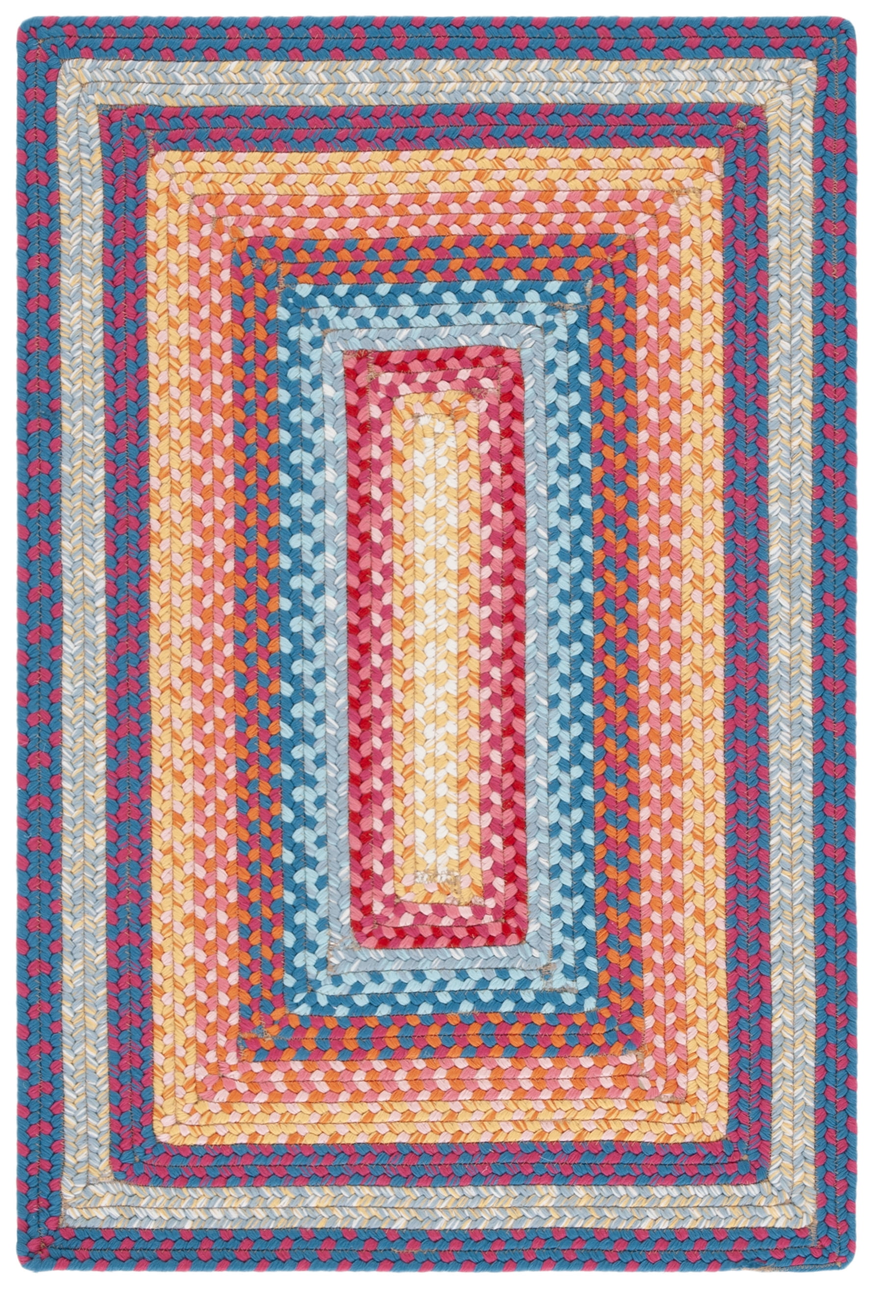 Safavieh Braided Ellen Bordered Machine Washable Reversible Area Rug, Red/Orange, 3' x 5'