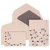 JAM Paper Wedding Invitation Combo Sets, 1 Small & 1 Large, Grey Card with Grey Lined Envelope and Colorful Birds, 150/pack