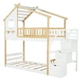 thumbnail image 3 of Stairway Twin-Over-Twin Bunk Bed,House Bed,Storage and Guard Rail,Natural Bed +White Stair, 3 of 13