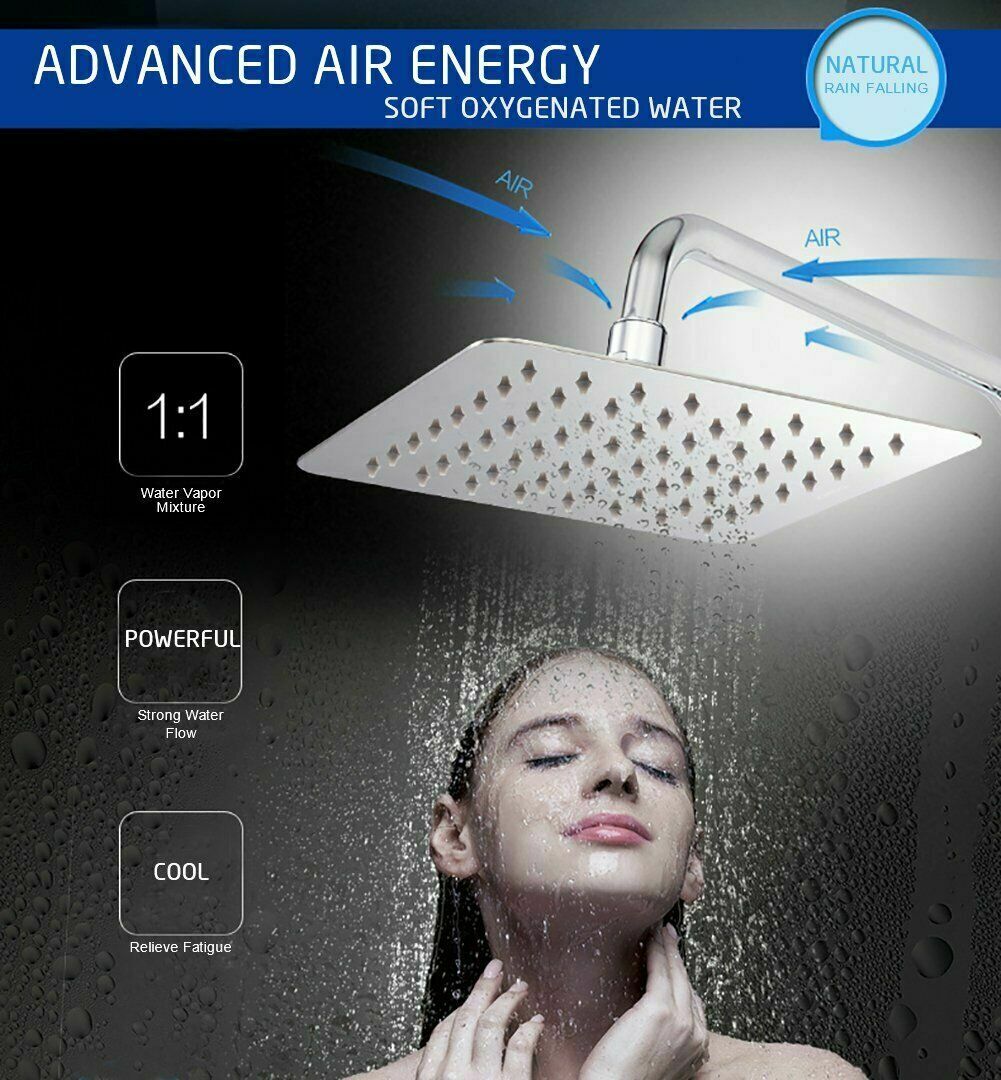 Zovajonia 16" Square Rain Shower Head Ultra Thin High Pressure Chrome Finish