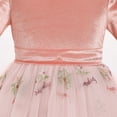 thumbnail image 5 of IDOPIP Flower Girls Dress Fall Winter Long Sleeve Embroidery Velvet Tutu Dress Wedding Pageant Ball Gown, 5 of 10