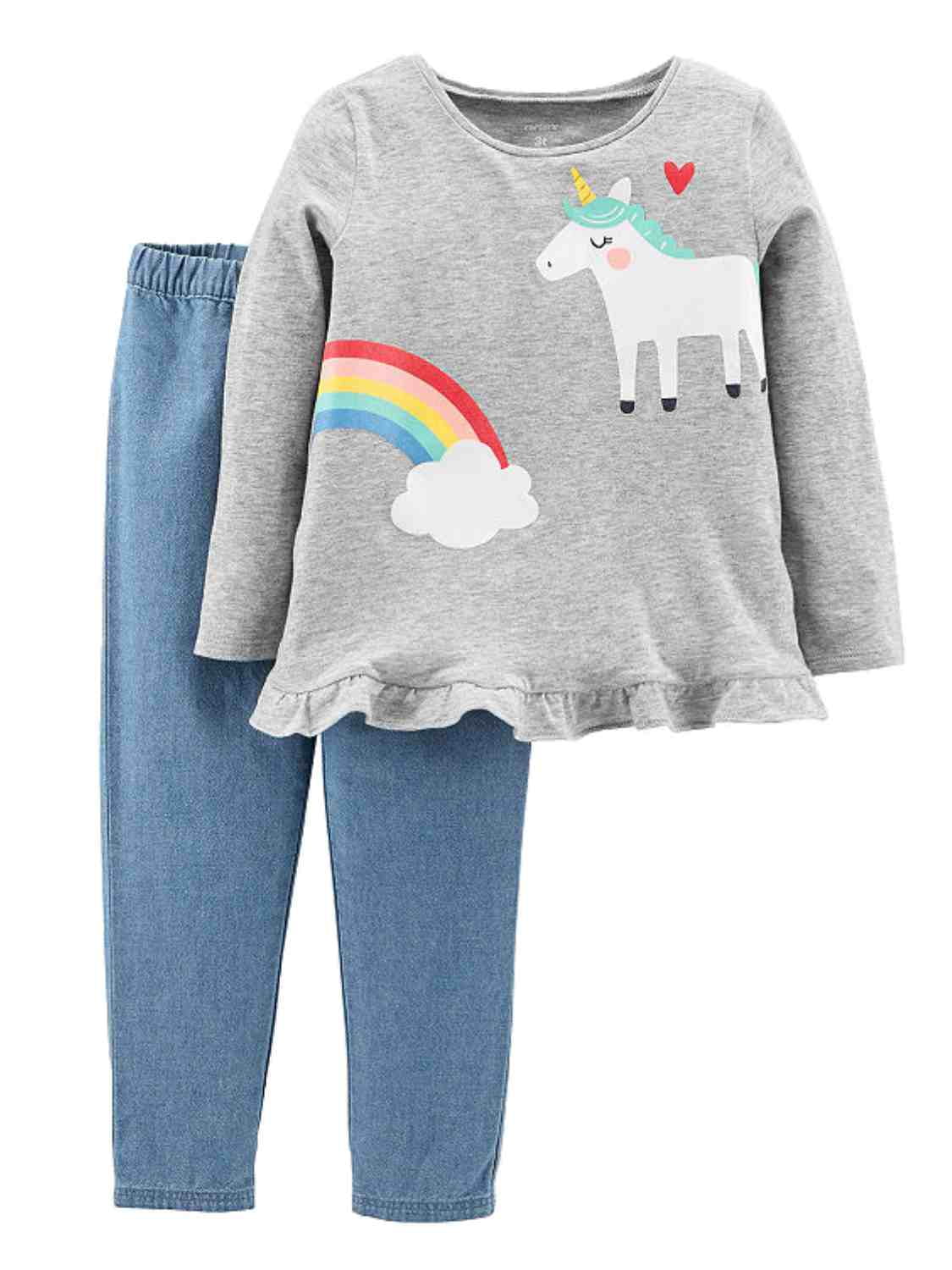 Art Class Toddler 4T Navy Gray Positive Vibes Rainbow Shirt Leggings 2 PC Set 