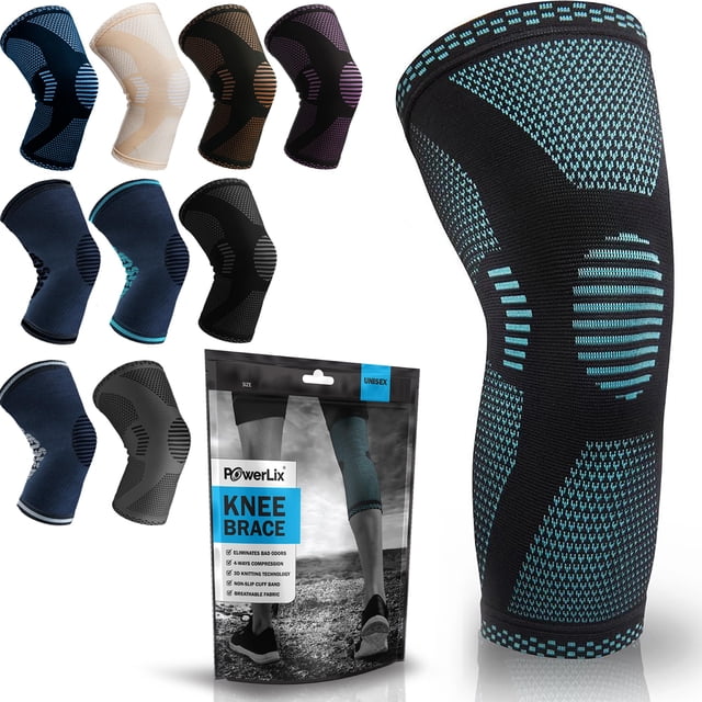 Rodillera de compresión POWERLIX: la mejor rodillera para el dolor de rodilla para hombres y mujeres. Soporte para correr, baloncesto, voleibol, levantamiento de pesas, gimnasio, entrenamiento y depor