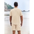 thumbnail image 5 of COOFANDY Men's Summer Beach Outfits 2 Piece Short Sleeve Shirts and Shorts Vacation Texture Linen Sets for Men, 5 of 10