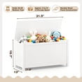 thumbnail image 3 of SESSLIFE Toy Storage Box with Lid, Wooden Toy Chest Seating Bench for Boys and Girls, Safety Hinged Storage Chest, Toy Organizer for Playroom Bedroom Entryway, White, 3 of 7