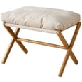 thumbnail image 2 of Flngr Folding Upholstered Footrest Stool, Small Accent Ottoman with Thick Cotton Cushion & Bamboo X Legs, Modern Padded Sofa Stool for Makeup Bedroom Living Room (Beige), 2 of 8