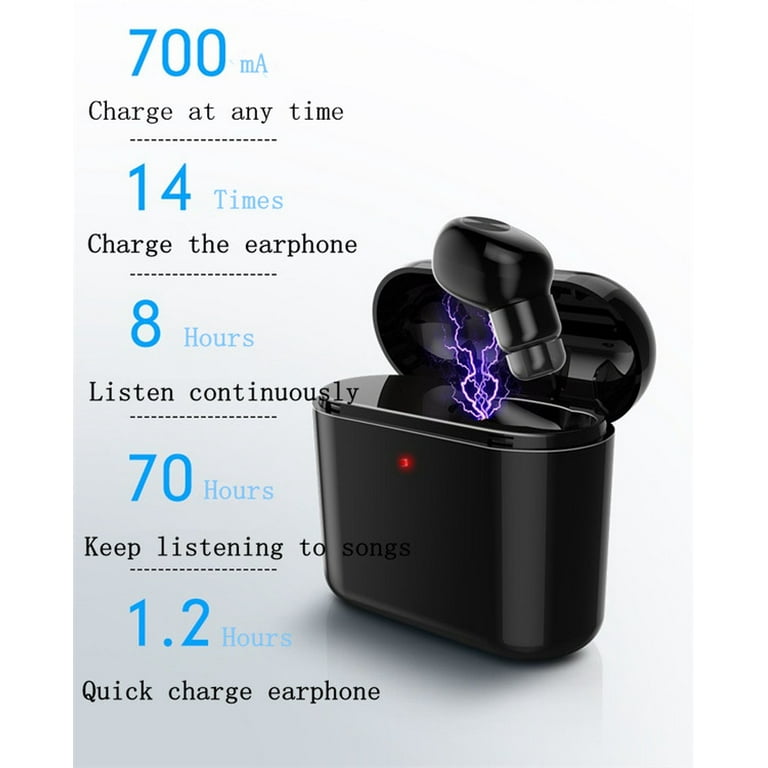 Bluetooth Earbud Mini Wireless Earbud with 30 Hour Battery Life 700 mAh Charging Case Mini Headphone Earpiece with Built in Mi