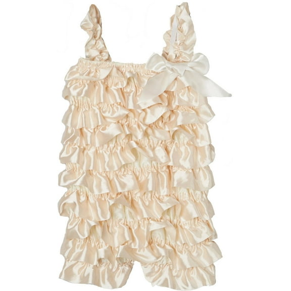 Wenchoice Girl'S Ivory Satin Ruffle Romper S(0-12M)