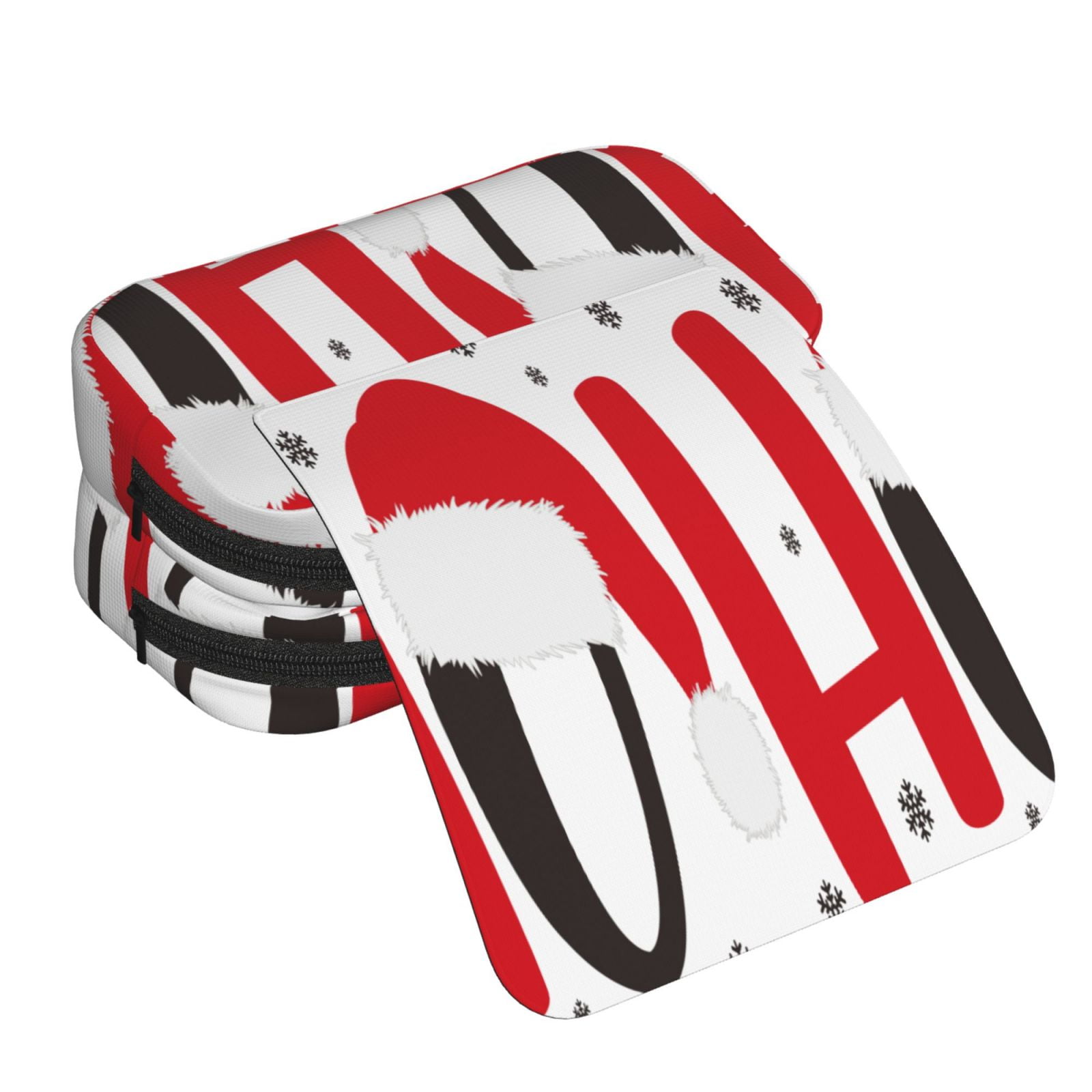 Rateoe HOHOHO Christmas Pattern Double Clamshell Pen Case, Storage Organizer with Two Zipper Compartments– Holds Up to 50 Pencils & Pens