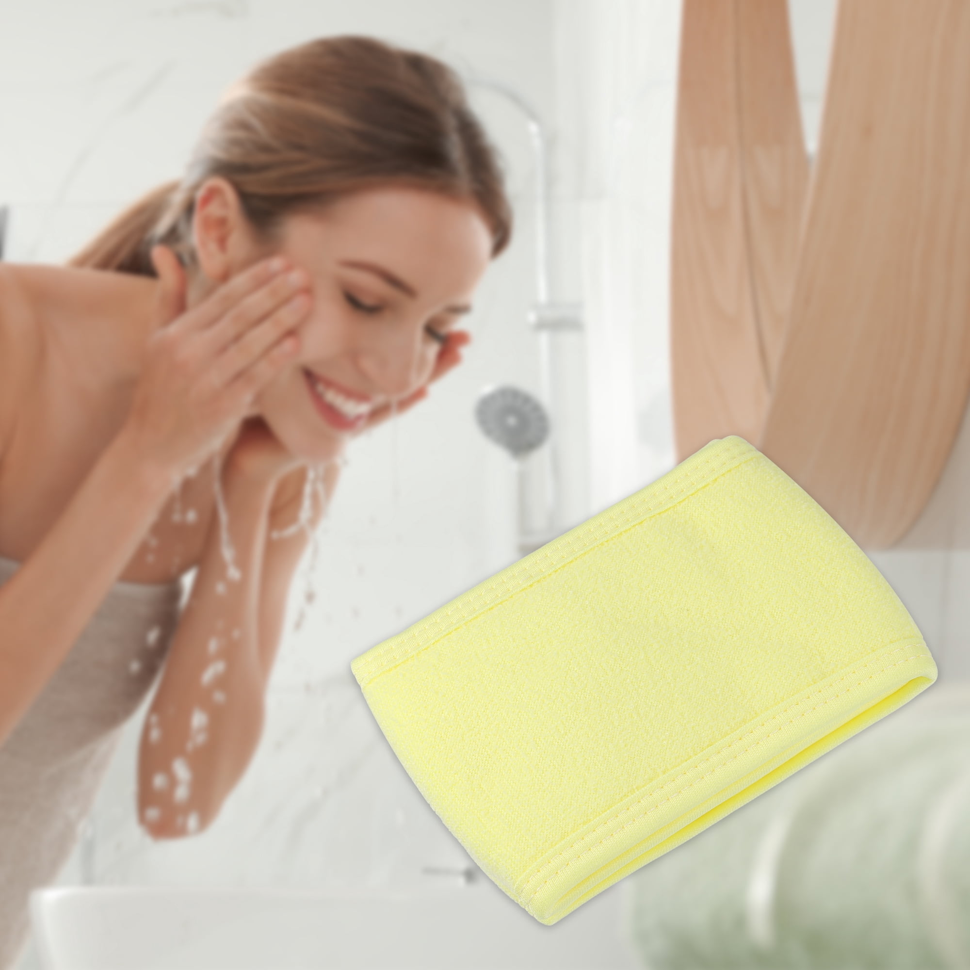 Unique Bargains 4 Pcs Spa Headband for Face Washing and Bathing Yellow