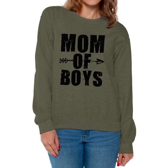 Awkward Styles Women's Mom of Boys Motherhood Mother's Day Graphic Sweatshirt Tops Black Arrow