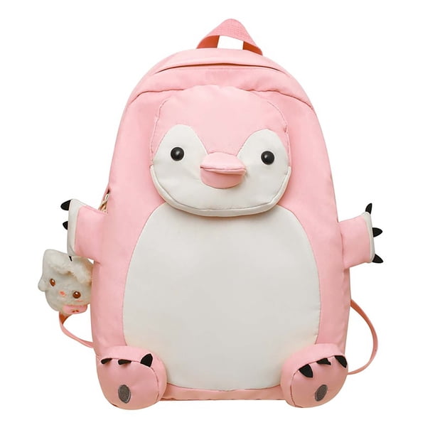 Bonita y elegante mochila con colgante en forma de pingüino para niña