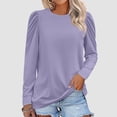 thumbnail image 3 of tklpehg Womens Dressy Tops Loose Going Out Tops Crewneck Lightweight Casual Long Sleeve Tops Tunic Tops Classic Solid Color Blouses (Purple,L), 3 of 8