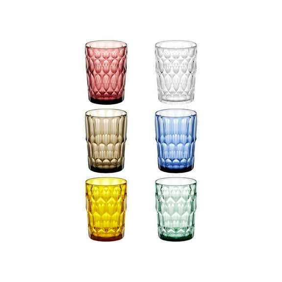 Guzzini Tumblers Vanity 6-Set Assorted Colors, Tall Tumblers 16oz. Bio Based Acrylic Crystal Material