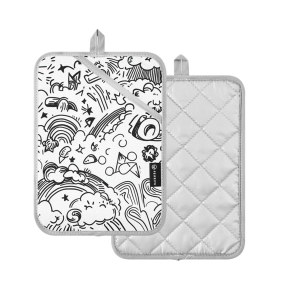 Yayeee Pot Holders Kitchen Heat Resistant with Pocket 7"x9.8" Cotton Oven Cooking Hot Pads, Rainbows Clouds
