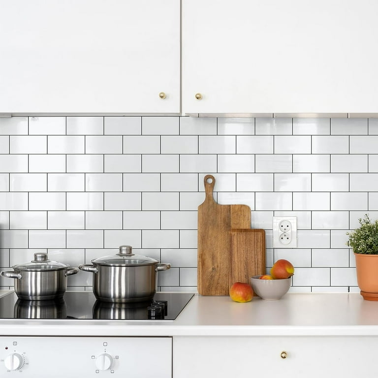 100 Pieces Peel And Stick Backsplash For Kitchen, 3" X 6" PVC