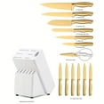 thumbnail image 4 of McCook Golden Knife Set With Block, TEA21 14pcs Knife Set With Block Golden Kitchen Knife Block Set Stainless Steel, 4 of 10