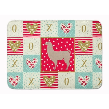 Carolines Treasures CK5343RUG Llama Love Machine Washable Memory Foam Mat Red 19 X 27" multicolor