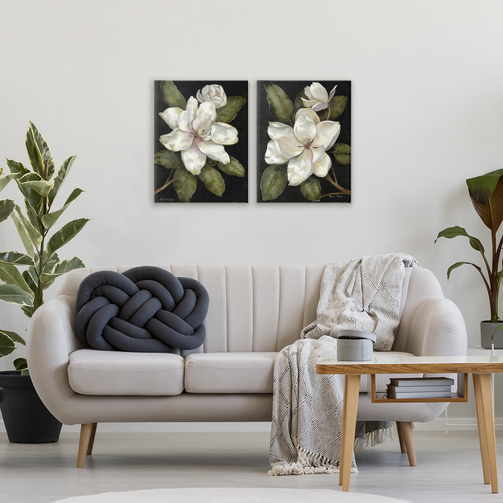 Stupell Industries Magnolia Buds & Blooms 2 Piece Canvas Wall Art Set, design by Nan