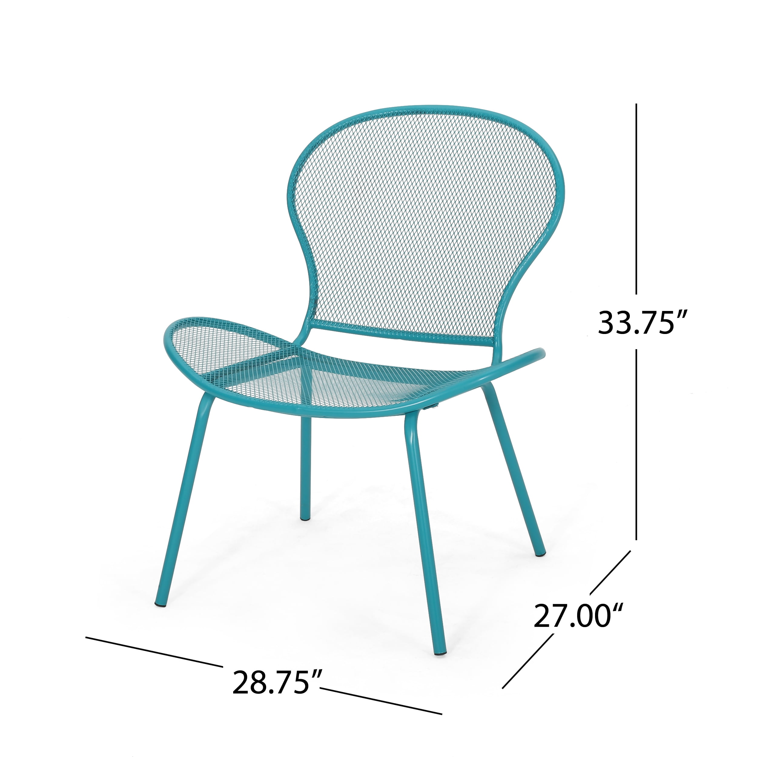 Kreighton Modern Outdoor 2 Seater Iron Chat Set with Side Table, Matte Teal