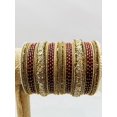 thumbnail image 3 of Gold & Dark Red Color Rhinestone Bangles, 3 of 4