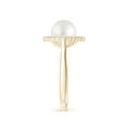 thumbnail image 3 of Angara South Sea Cultured Pearl Cushion Halo Engagement Ring in 14K Yellow Gold for Women | June Birthstone Jewelry for Her, 3 of 8